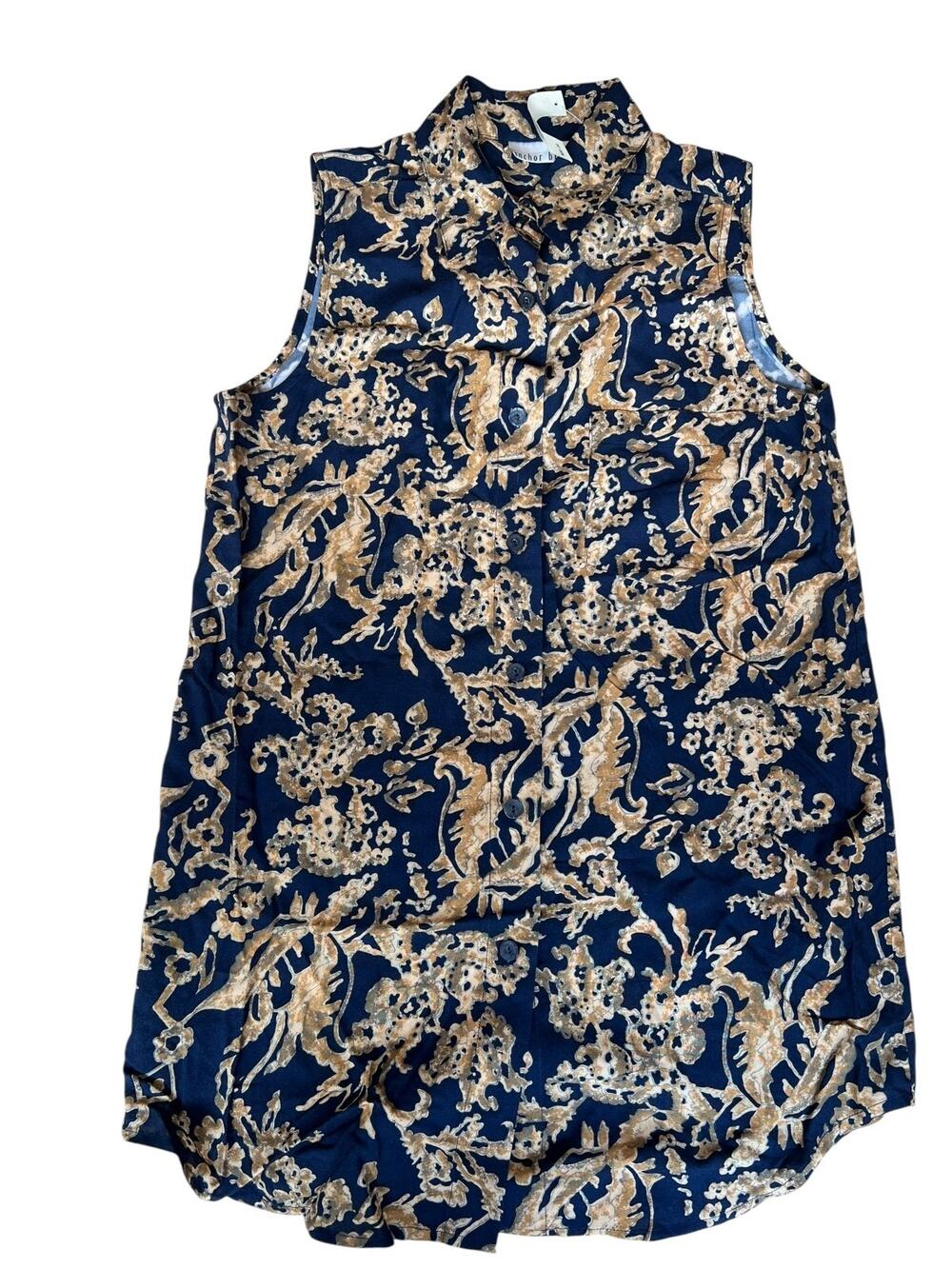 Anchor Blue 90s Women's Vintage Sleeveless Shirt Dress Size Small NEW